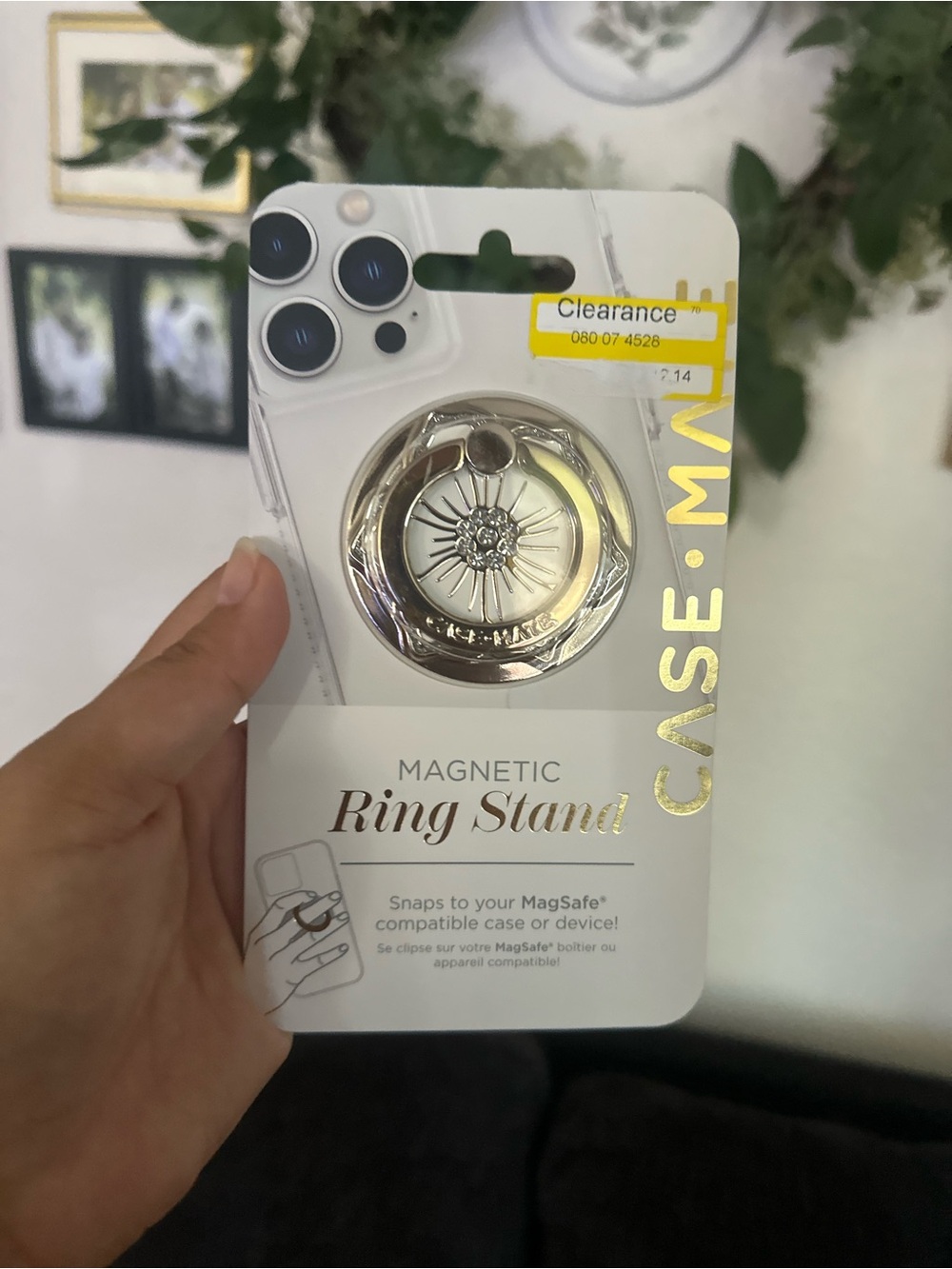 case-mate silver  Magnetic Ring Stand with Decorative flowers